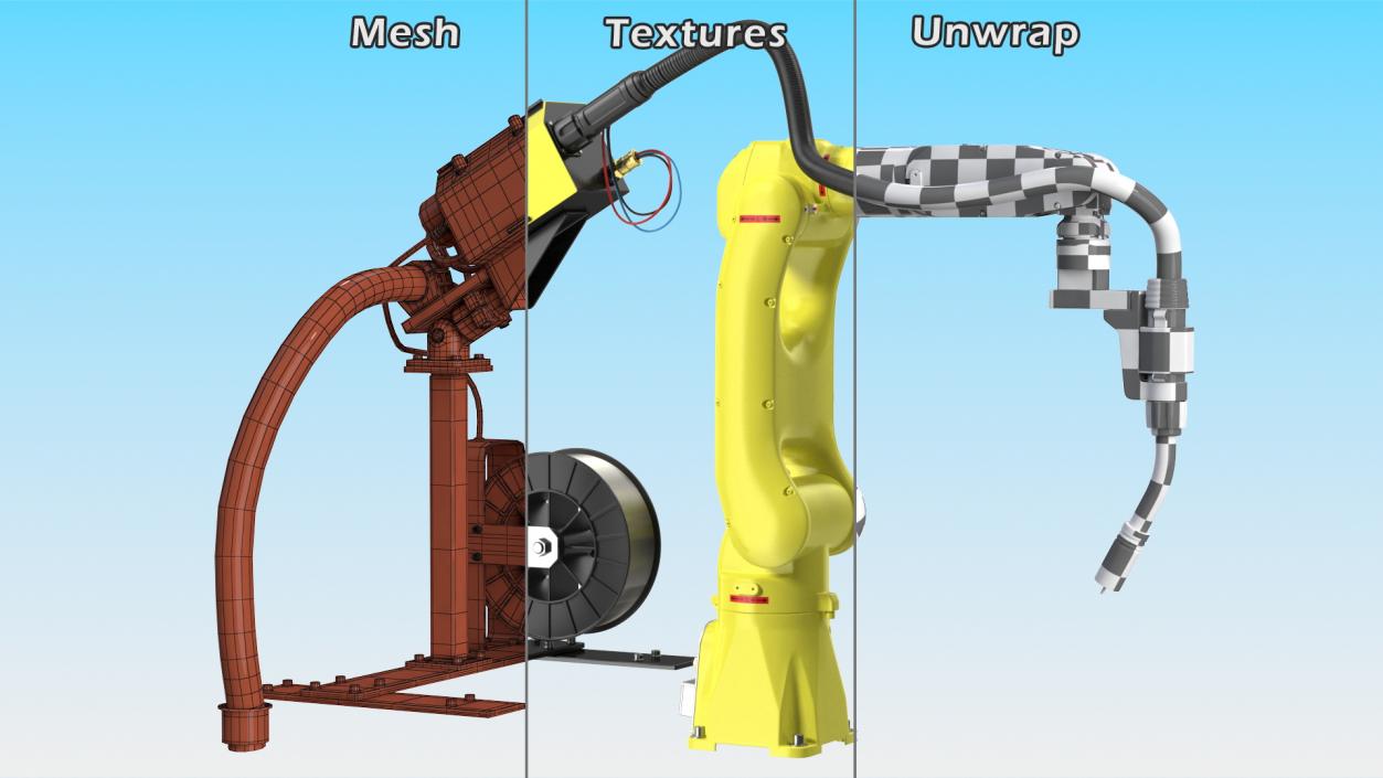 Industrial Robot with Arc Welding Kit Rigged 3D model