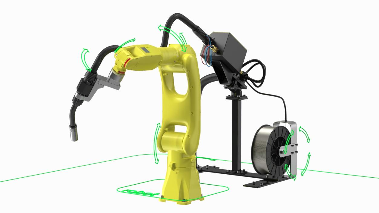 Industrial Robot with Arc Welding Kit Rigged 3D model