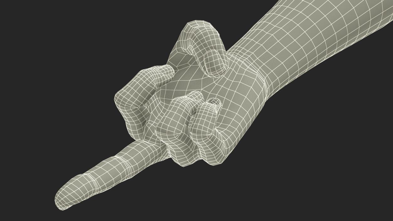 3D Hand of Dark Skinned Man Middle Finger Sign model