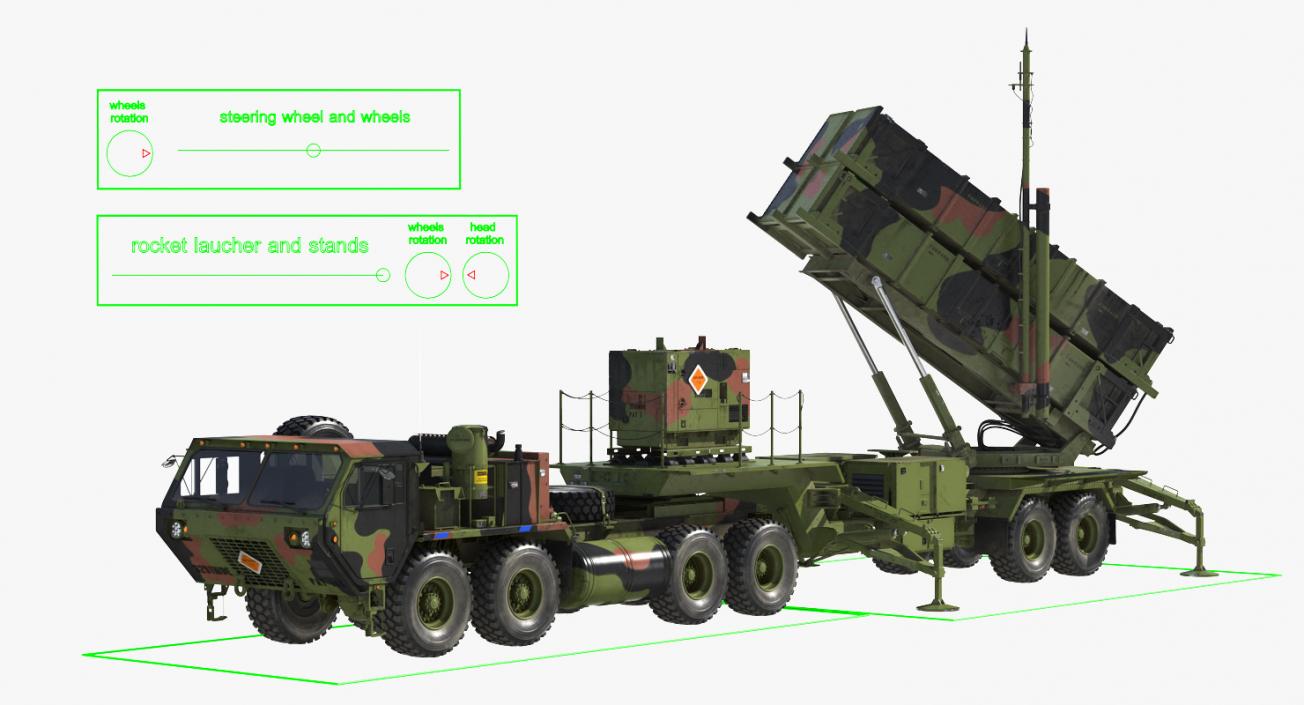 MIM-104 Patriot Surface to Air Missile SAM Rigged 3D model