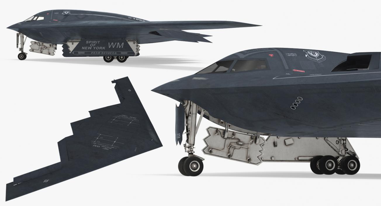 Stealth Bomber B-2 Spirit Rigged 3D