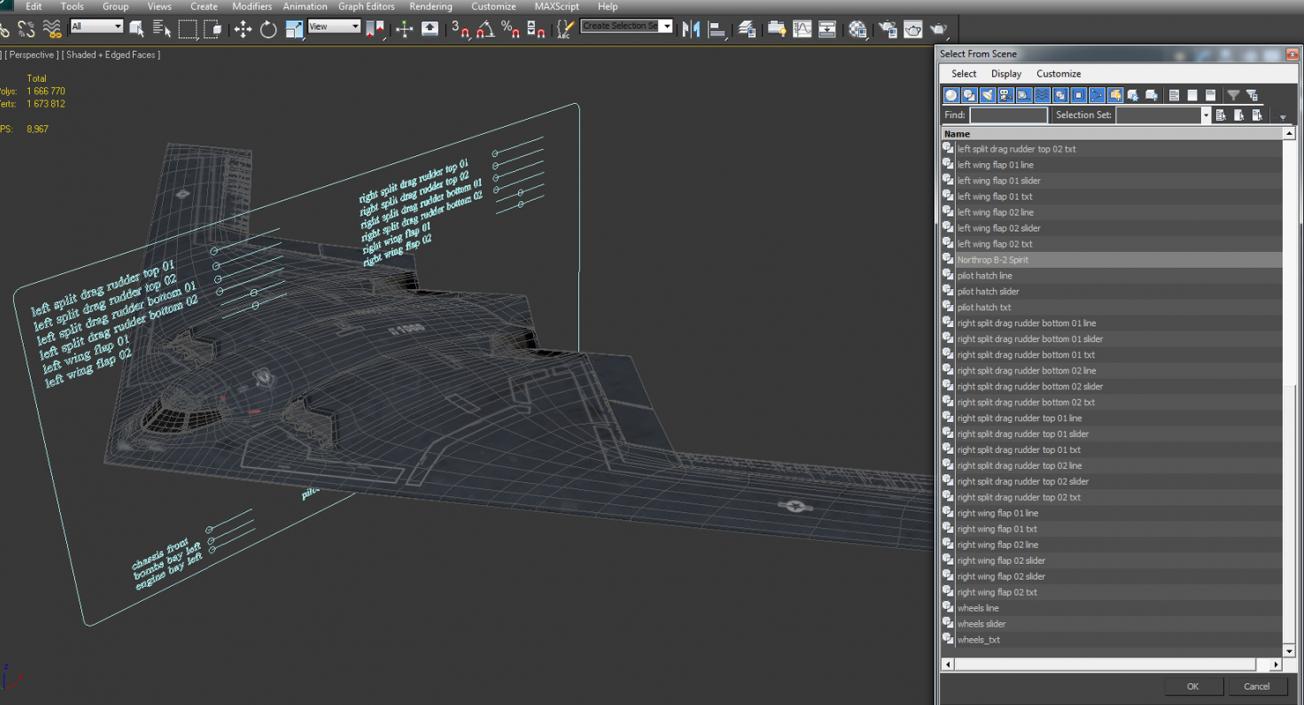 Stealth Bomber B-2 Spirit Rigged 3D