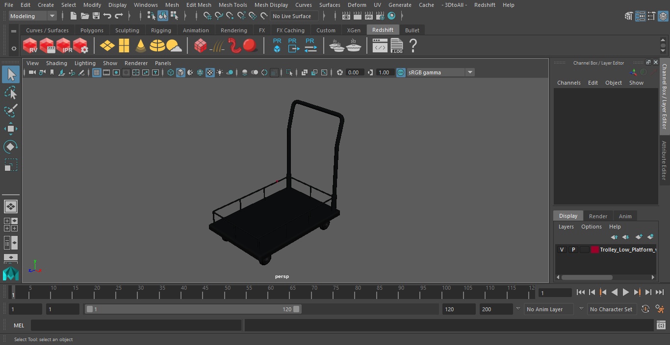 3D Trolley Low Platform with Railing model