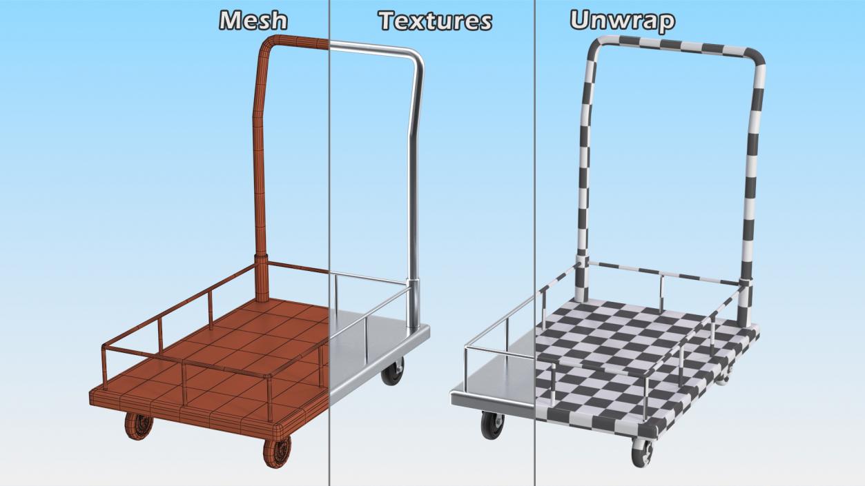 3D Trolley Low Platform with Railing model