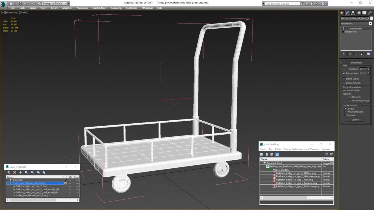 3D Trolley Low Platform with Railing model