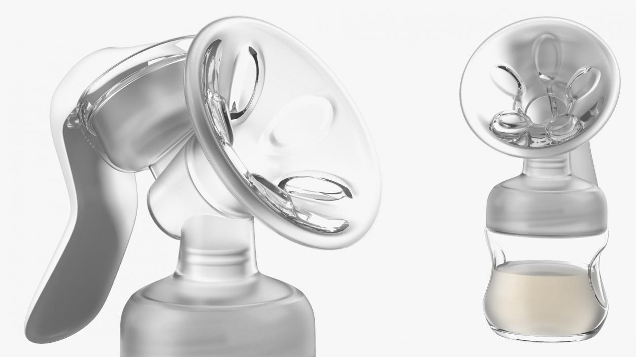 3D Manual Breast Pump with Milk model