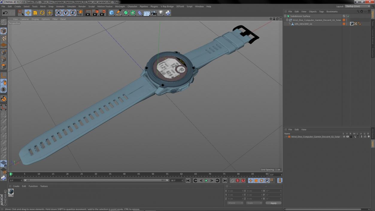 3D Wrist Dive Computer Garmin Descent G1 Solar model