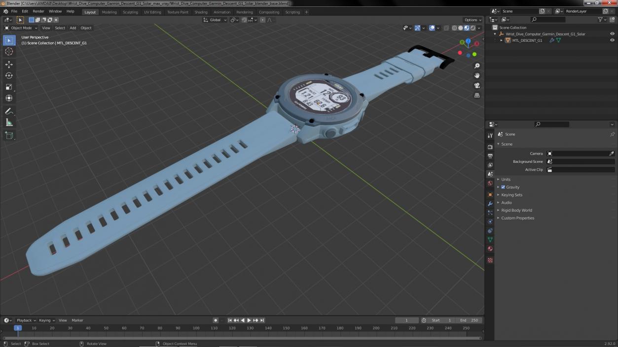 3D Wrist Dive Computer Garmin Descent G1 Solar model