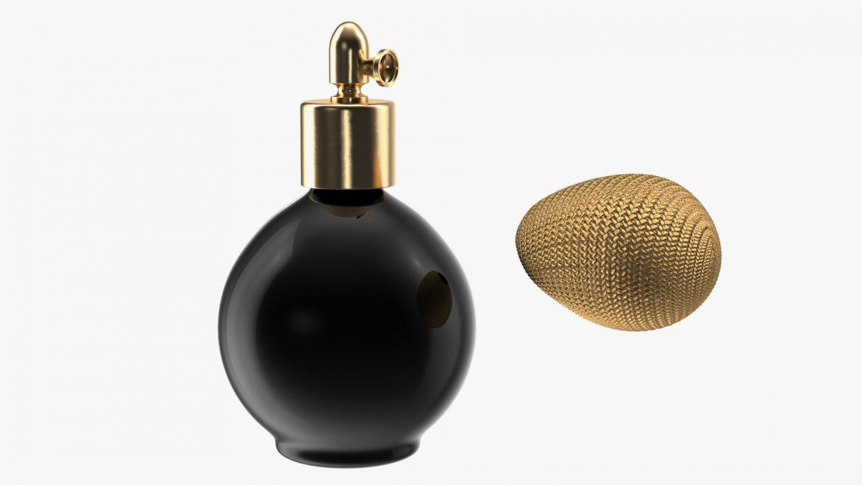 3D Black Matte Spherical Golden Perfume Bottle model