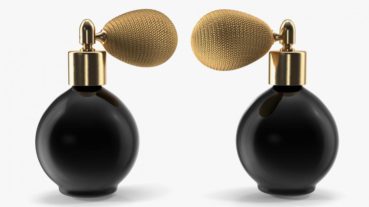 3D Black Matte Spherical Golden Perfume Bottle model