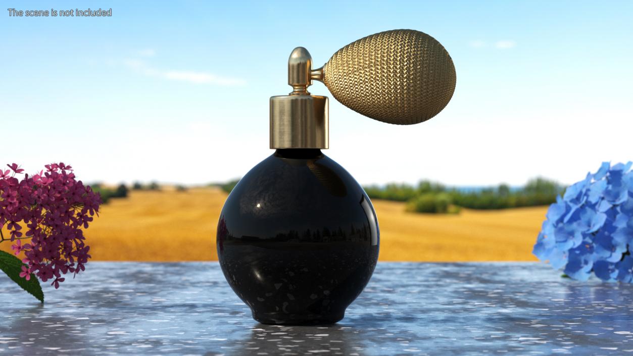 3D Black Matte Spherical Golden Perfume Bottle model