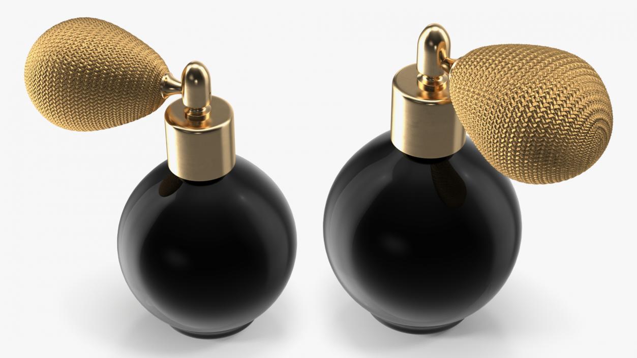 3D Black Matte Spherical Golden Perfume Bottle model