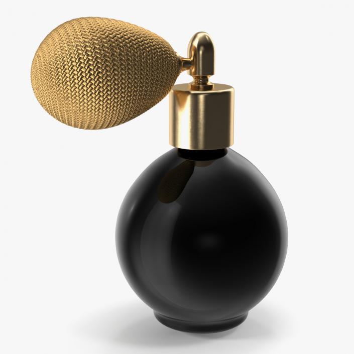 3D Black Matte Spherical Golden Perfume Bottle model