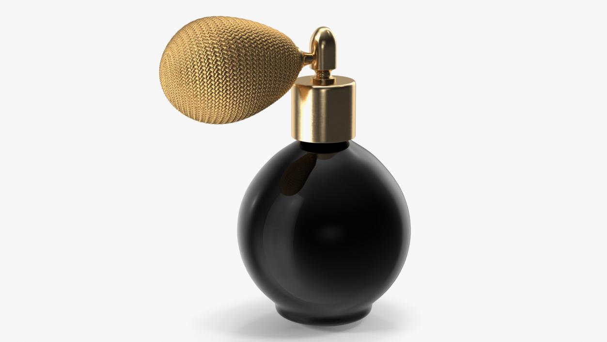 3D Black Matte Spherical Golden Perfume Bottle model