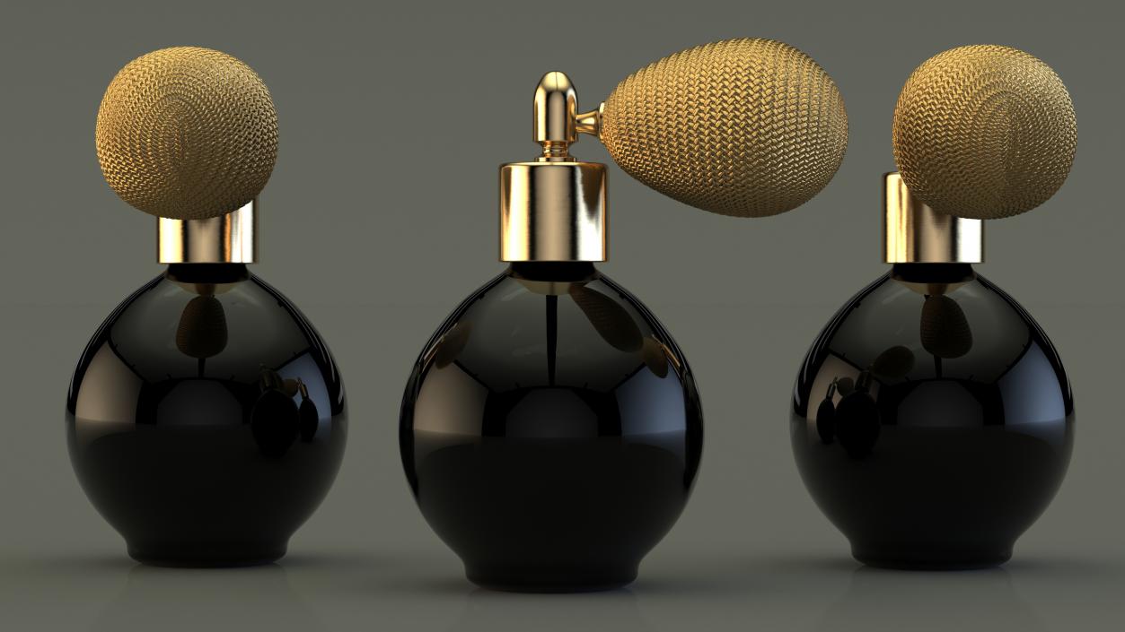 3D Black Matte Spherical Golden Perfume Bottle model