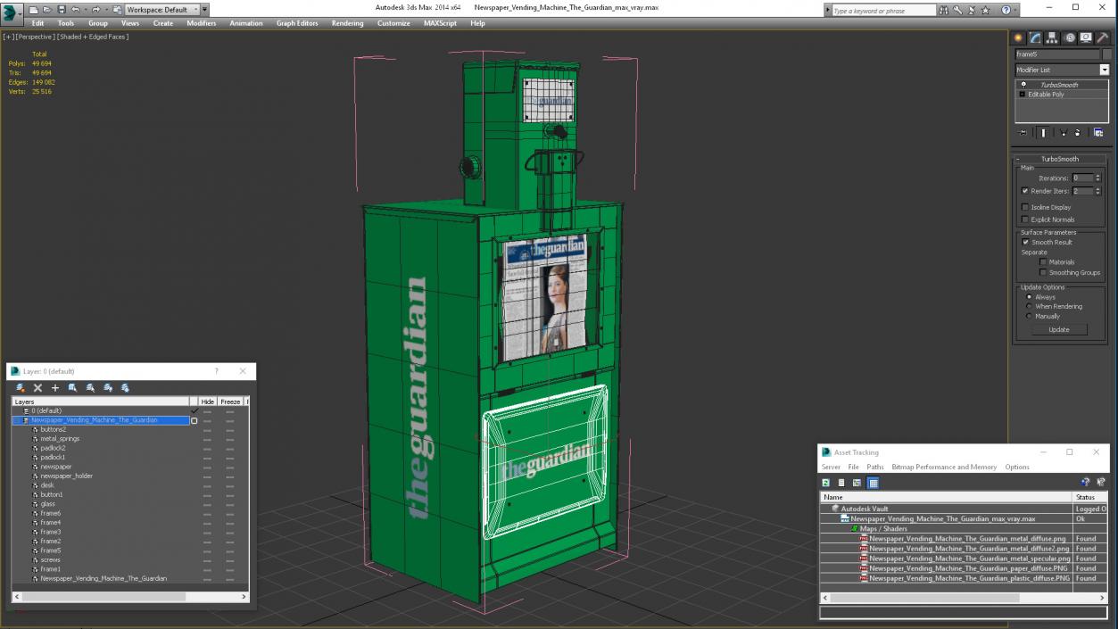 3D Newspaper Vending Machine The Guardian model