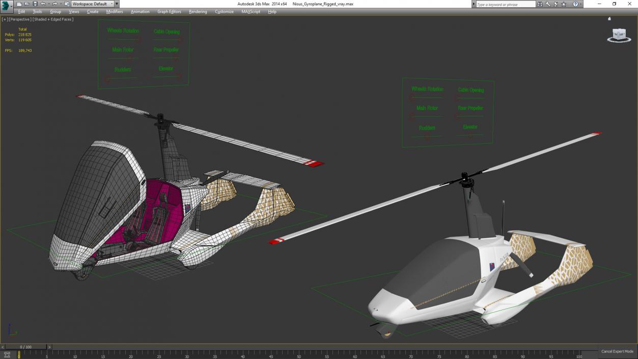 Nisus Gyroplane Rigged 3D