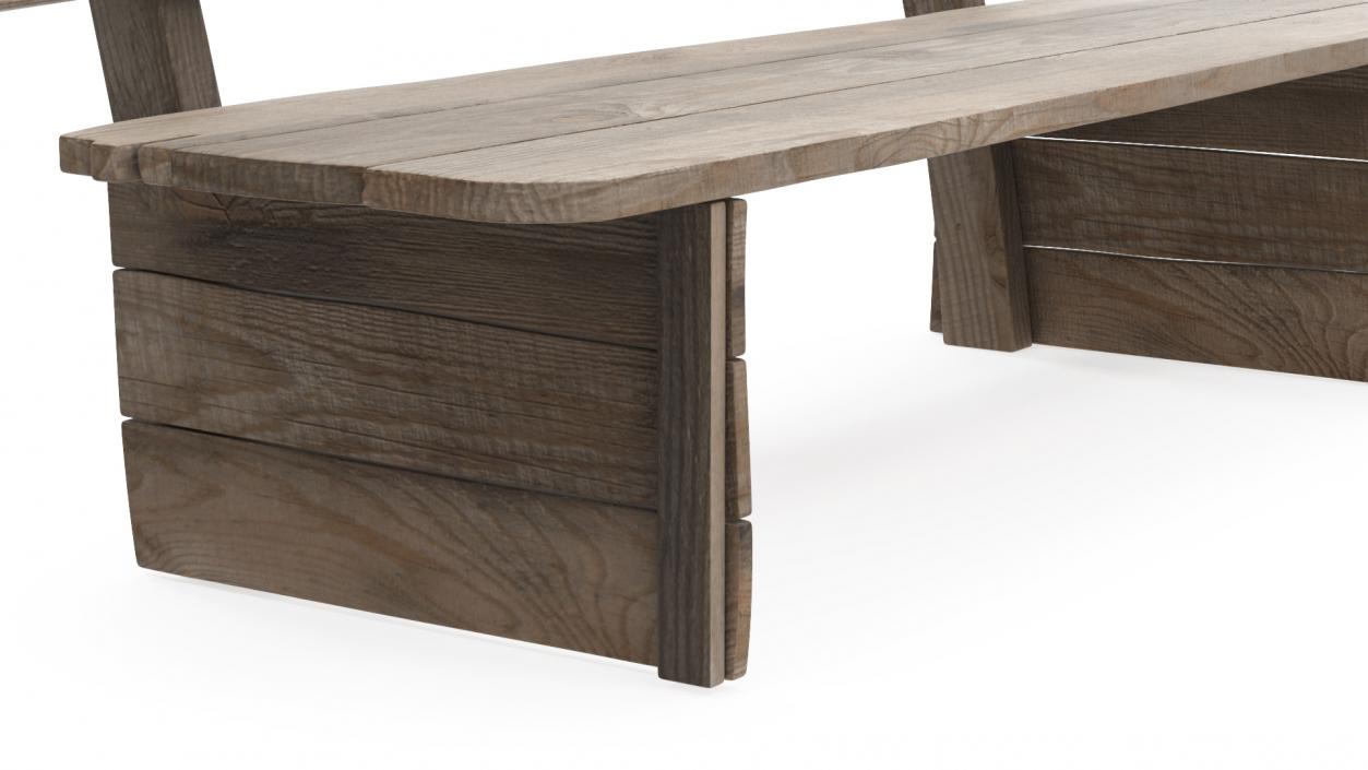 3D Old Wooden Bench