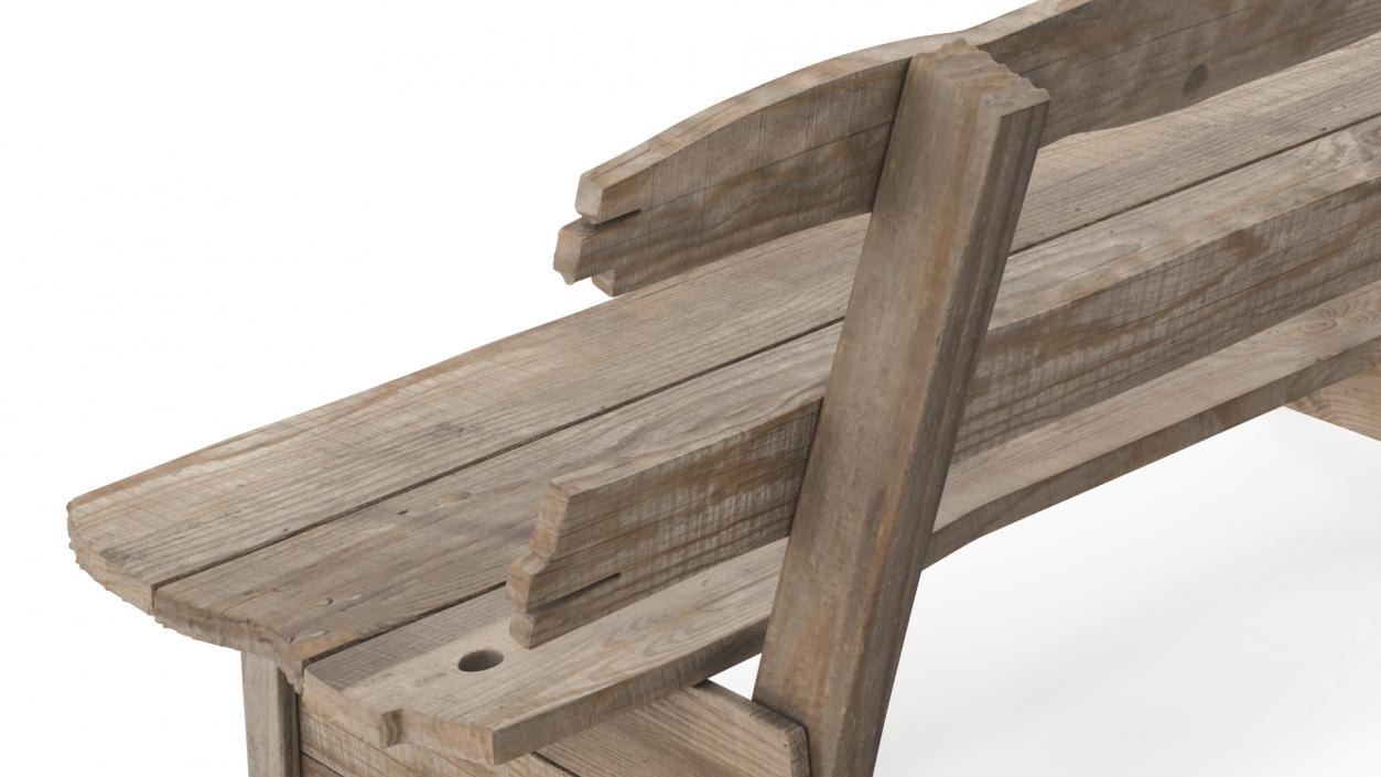 3D Old Wooden Bench