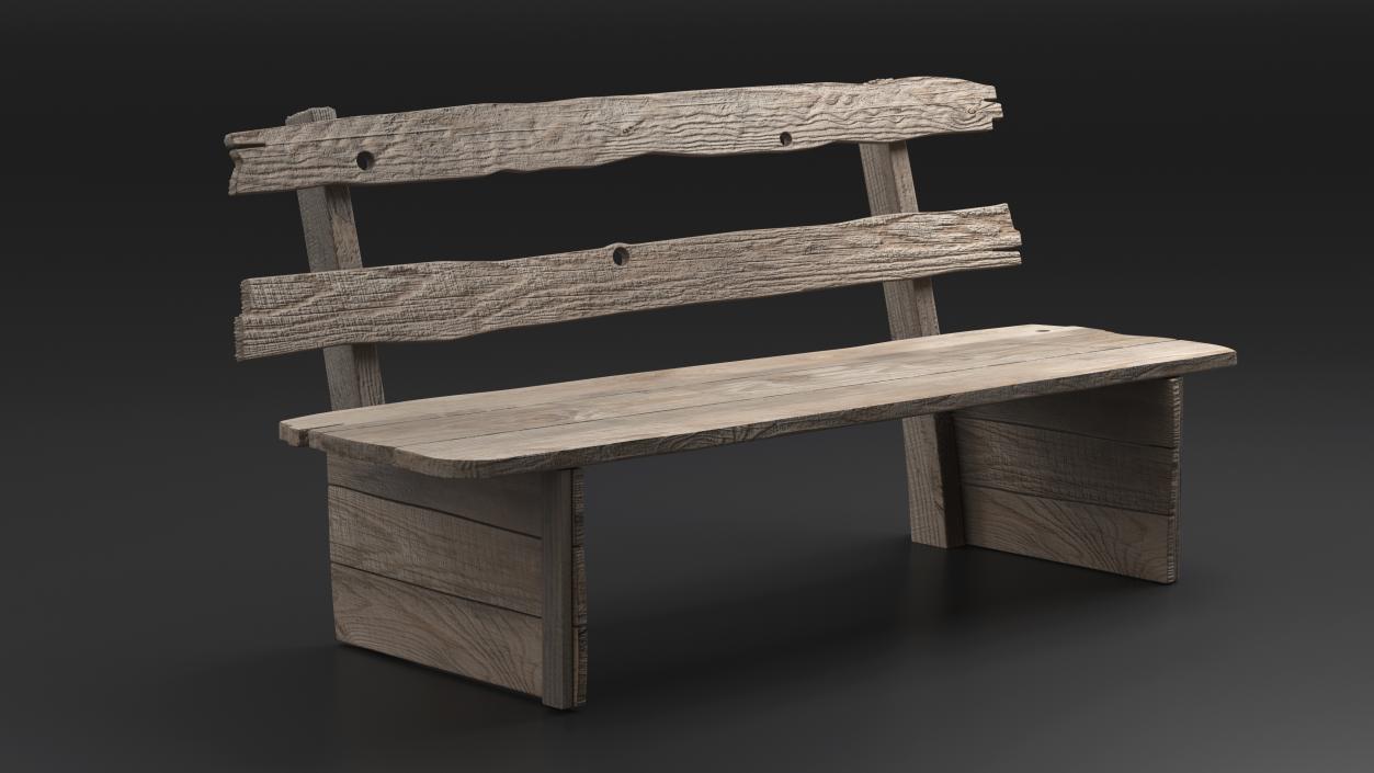 3D Old Wooden Bench