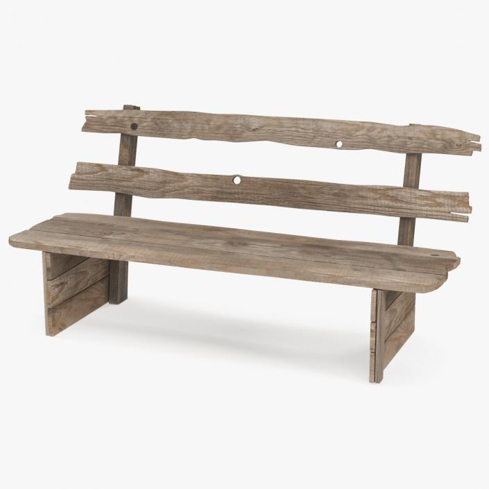 3D Old Wooden Bench