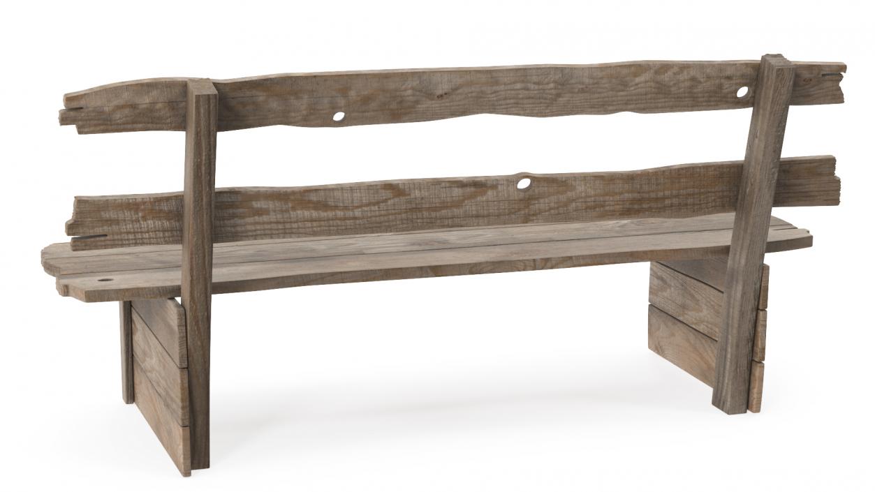 3D Old Wooden Bench