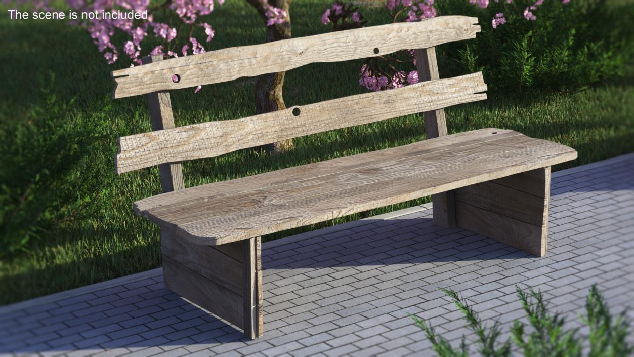 3D Old Wooden Bench