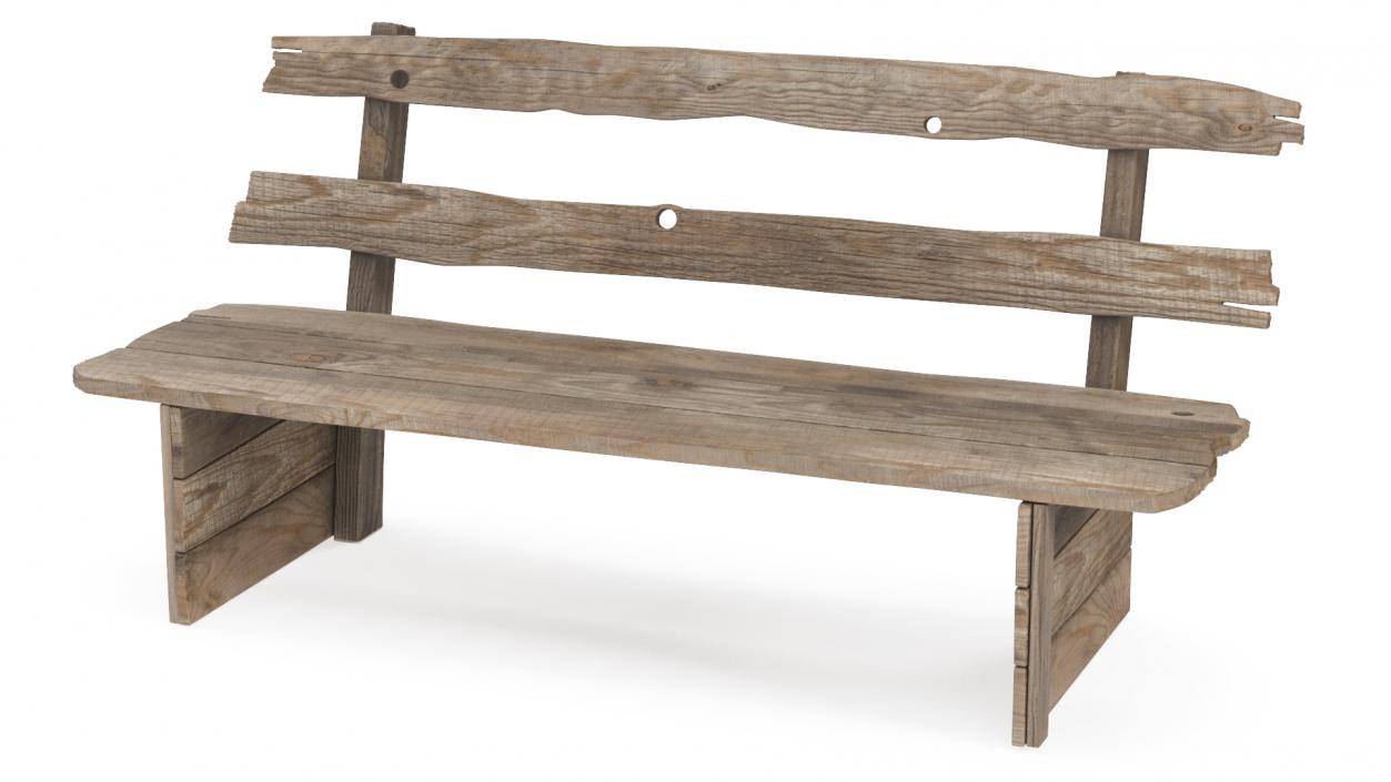 3D Old Wooden Bench