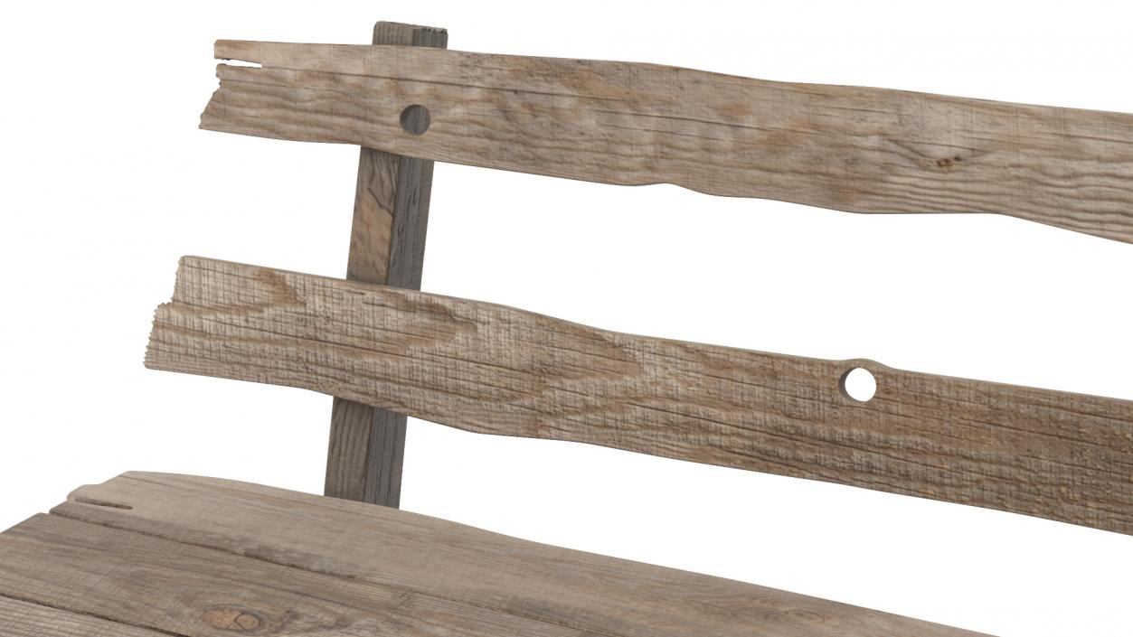 3D Old Wooden Bench