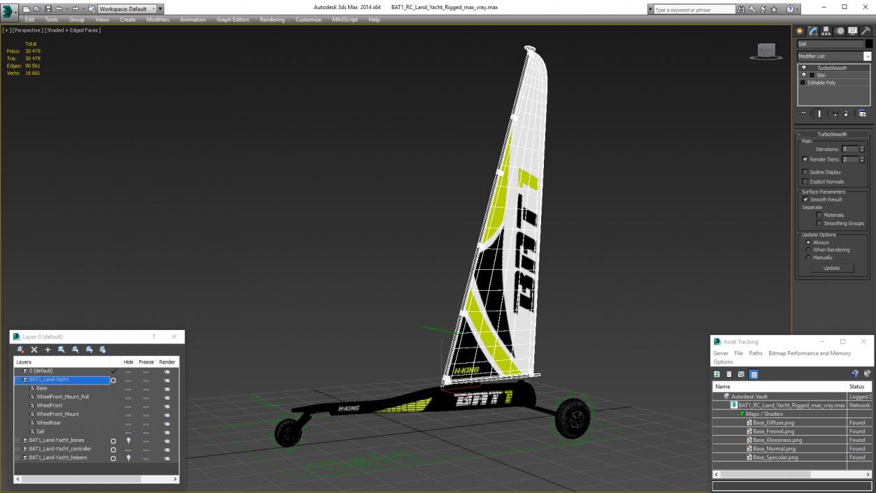 3D model BAT1 RC Land Yacht Rigged