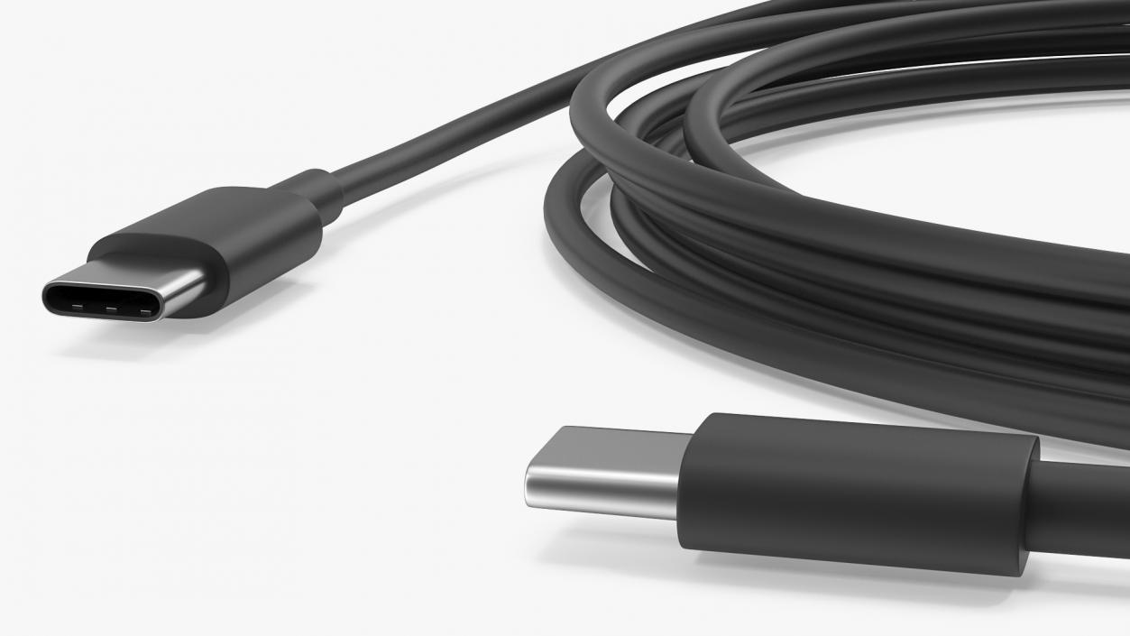 USB Type-C to Type-C Cable Black 3D