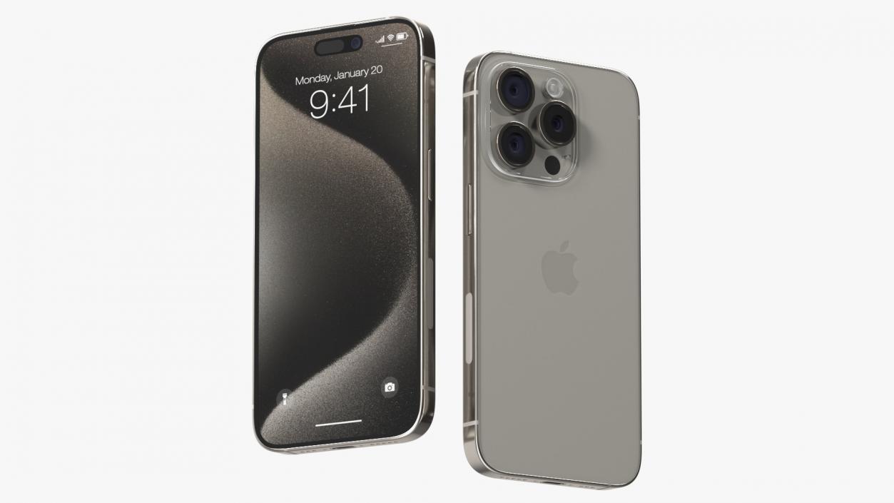 3D Apple IPhone 15 Pro Natural Titanium