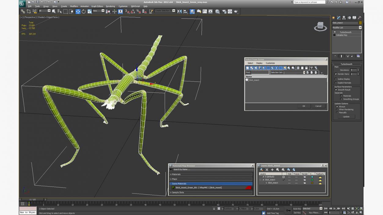 3D Stick Insect Green model