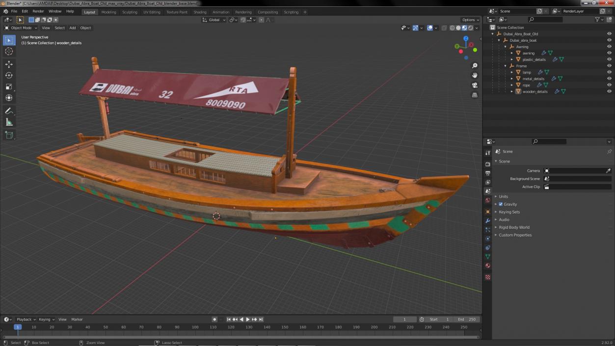 Dubai Abra Boat Old 3D model