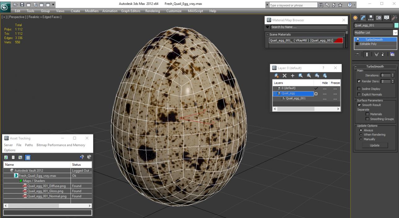 3D model Fresh Quail Egg