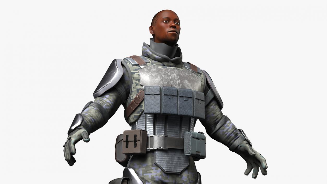 Soldier Wearing Futuristic Armor 3D