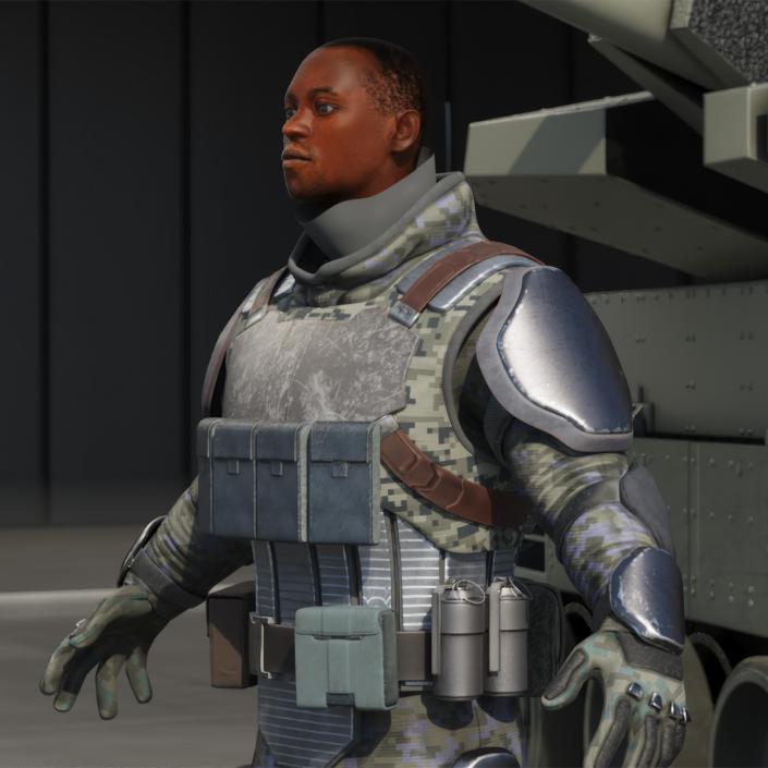 Soldier Wearing Futuristic Armor 3D