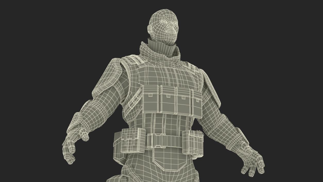 Soldier Wearing Futuristic Armor 3D