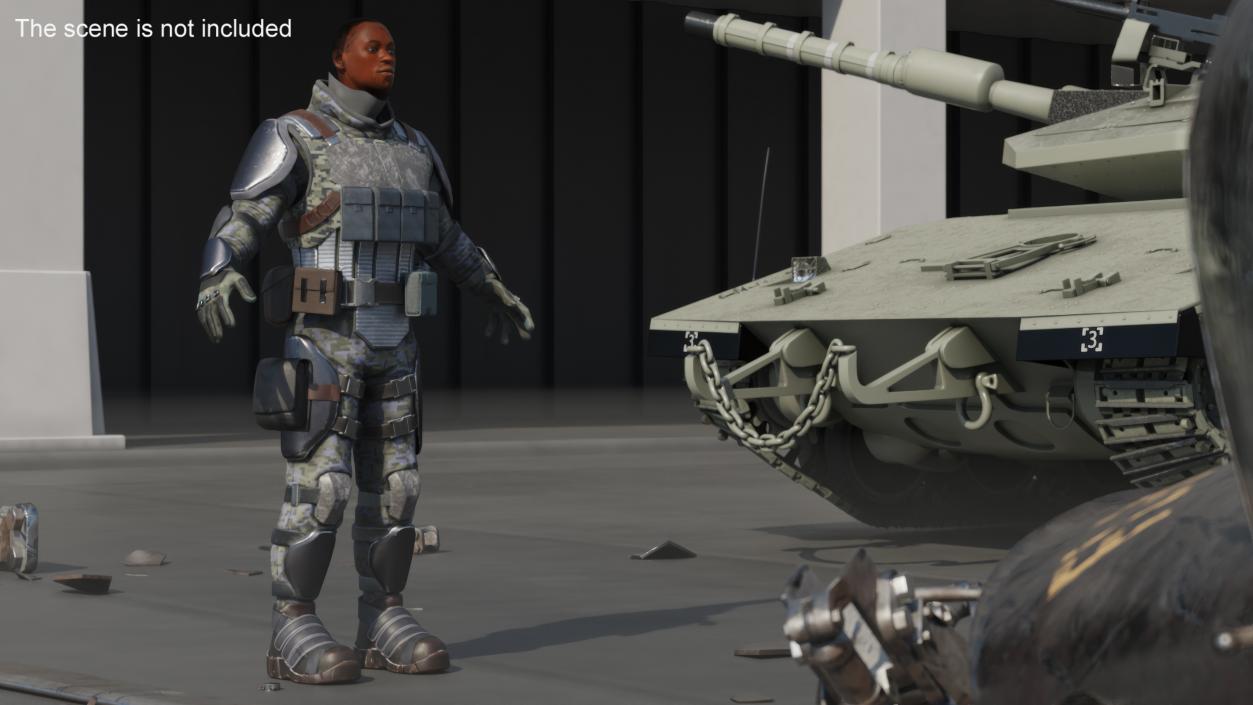 Soldier Wearing Futuristic Armor 3D