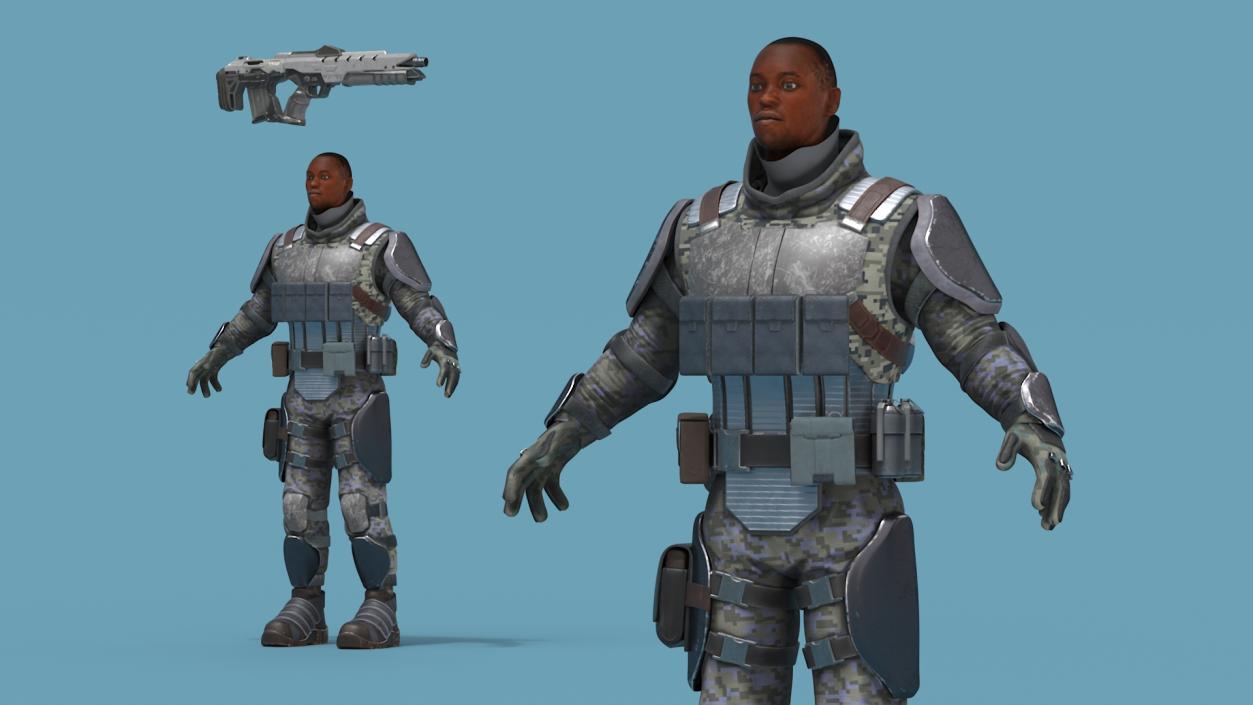 Soldier Wearing Futuristic Armor 3D