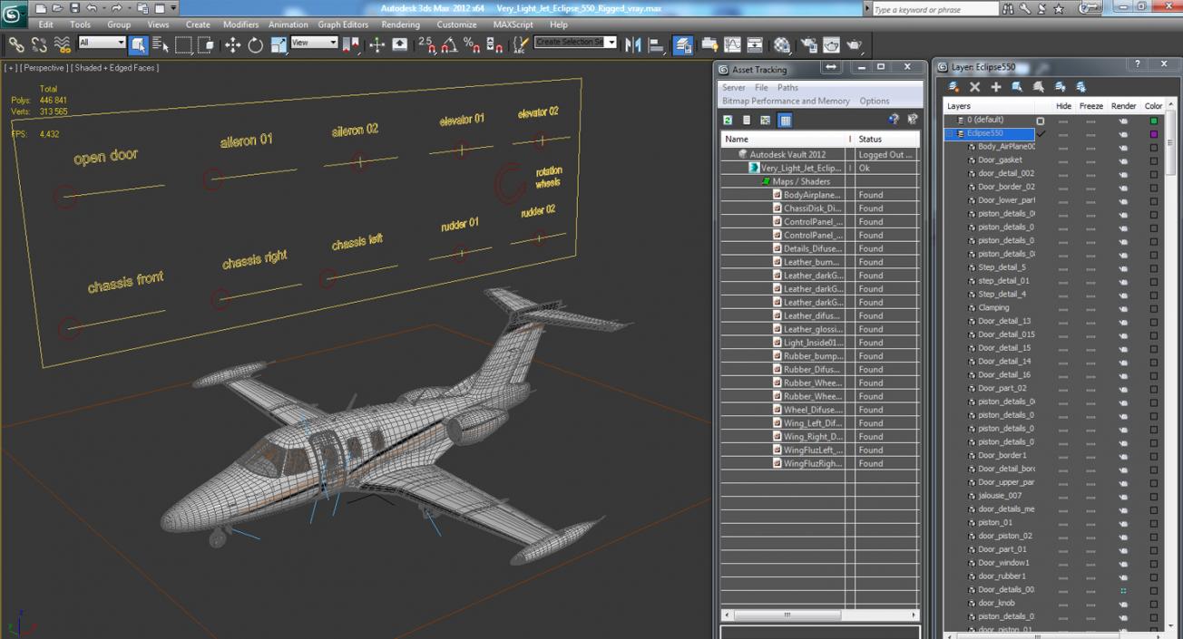 3D Very Light Jet Eclipse 550 Rigged model