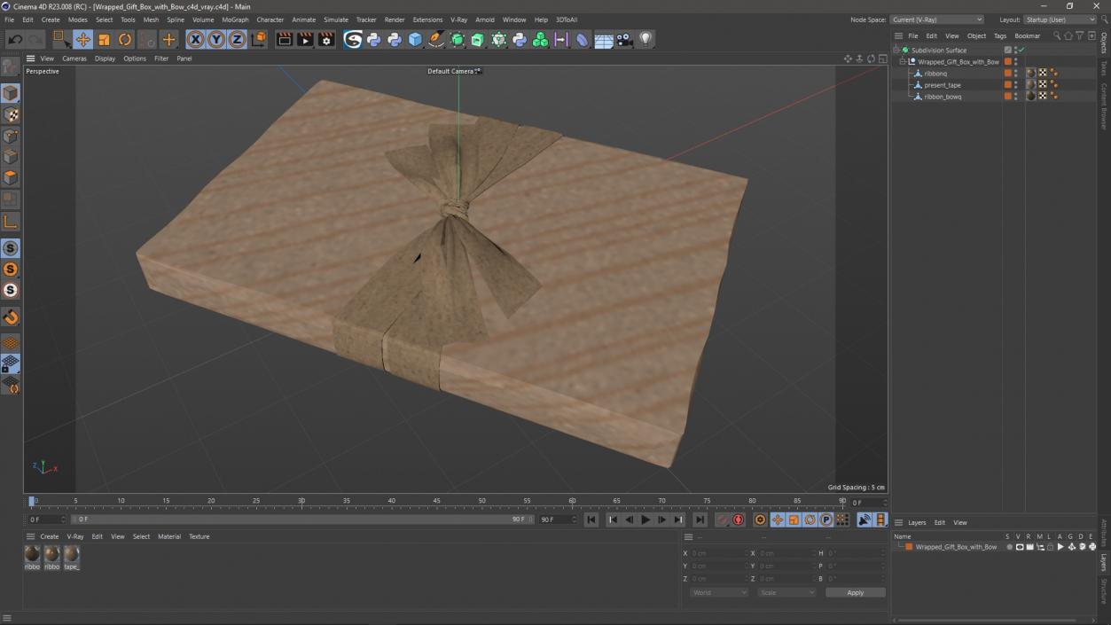 3D model Wrapped Gift Box with Bow
