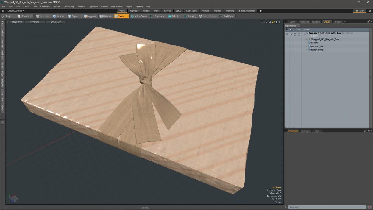 3D model Wrapped Gift Box with Bow