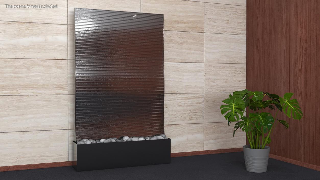 3D Metallic Wall Fountain with Water model