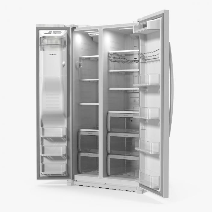 3D Samsung Side By Side Refrigerator Open model