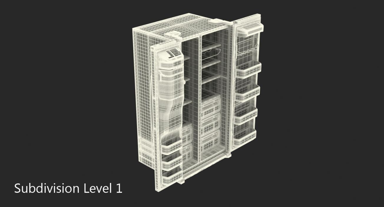 3D Samsung Side By Side Refrigerator Open model