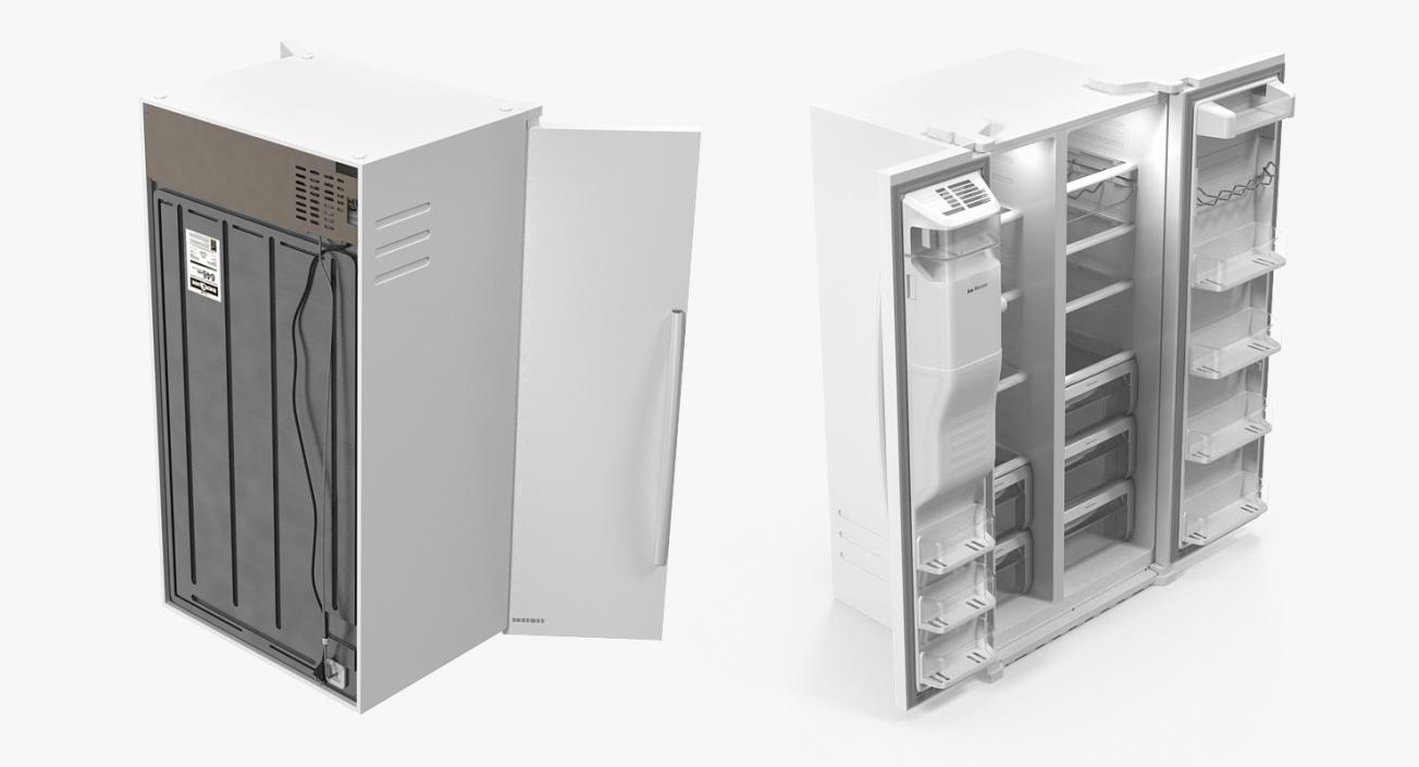 3D Samsung Side By Side Refrigerator Open model