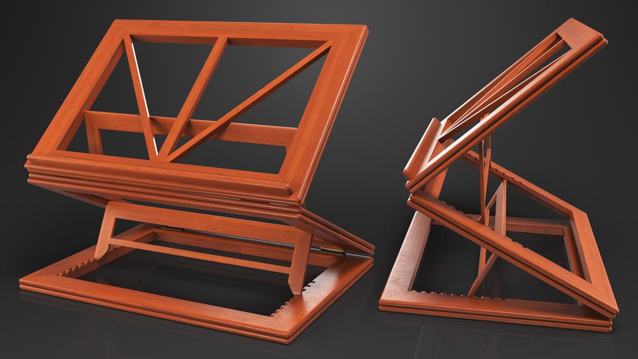 Collapsible Wooden Book Stand 3D model