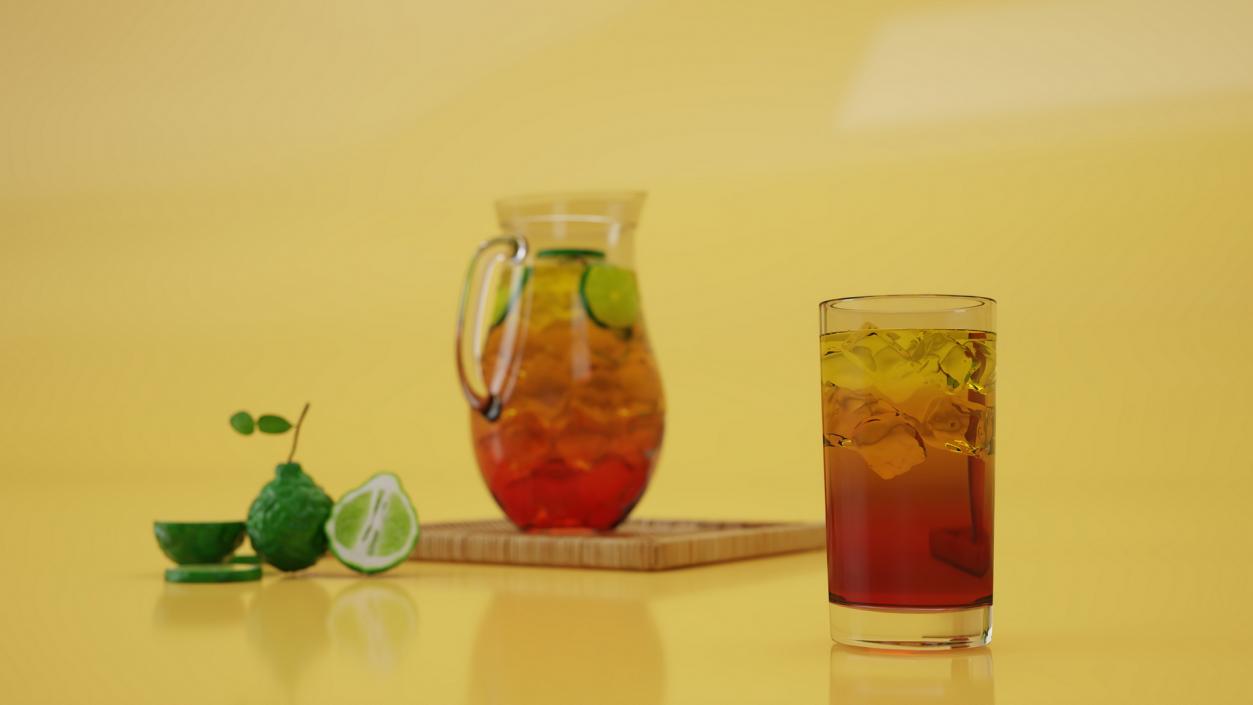 Iced Tea Pitcher and Glass Set with Bergamot 3D model