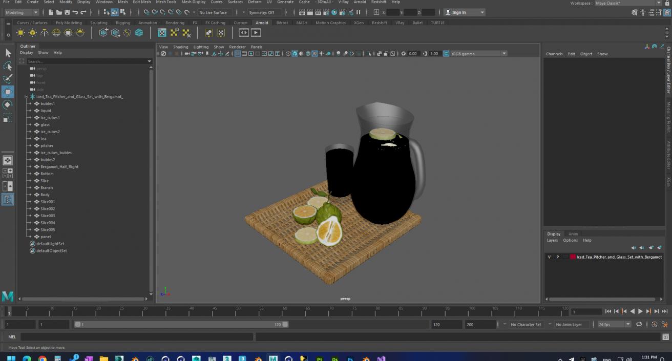 Iced Tea Pitcher and Glass Set with Bergamot 3D model